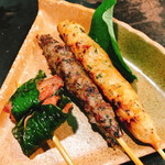 バオバオ - 「豚と海老つくね（210円）」「牛肉と葉つくね（210円）」「豚肉と葉巻き（210円）」