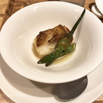 一碗水 - いつかの鶏茸豆腐烤鱼(天然アオハタと鶏すり身豆腐、きぬがさ茸と)