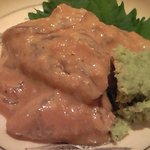 くろぎ - 鯛茶漬け 1000円 の鯛の利久造り