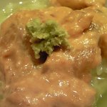 くろぎ - 鯛茶漬け 1000円 の鯛の利久造りのお茶漬け(1杯目)