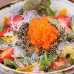 Tonburi and red caviar salad