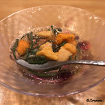 小判寿司 - 海胆と蓴菜