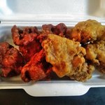 ほっかほっか亭 - 料理写真:２色チキンバスケット（赤唐４個，唐揚４個）