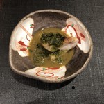 すし昇 - 甘鯛焼き浸し焼鮑添え アオサと鮑の肝ソース