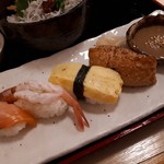 江戸政寿司 - ごまダレ炙り寿司と梅しらす丼ランチ(1080円)　寿司アップ