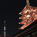 鮨 橋口 - スカイツリーと浅草寺の夜景