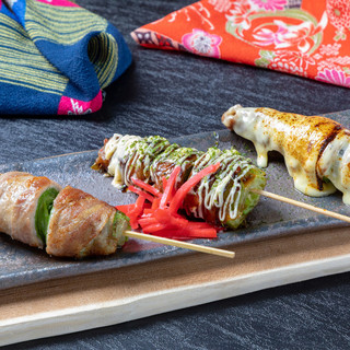 当店名物「野菜巻き串」