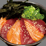 サーモンとまぐろづけ丼（酢飯）