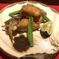 賛否両論 - 鮎とズッキーニの唐揚げ 肝ソース