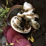 豆たく - トコブシ刺し