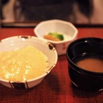 うかい鳥山 - 麦とろ御飯、味噌汁、香の物