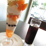 ノーザンテラスダイナー - ８月限定　新篠津産ルピアレッドメロンのパフェ　セット　２０００円（税込）【２０１８年８月】