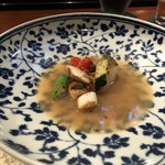 星期菜 白金 - ◆甘鯛と旬野菜のXO醤仕立て・・・シェフが私のXO醤好きをご存知ですので、いくつかのお料理で使用してくださいました。 こういうお気遣いは嬉しいですね。^^