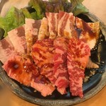 Binchousumibi Horumon Yaki Shichirin - (料理)カルビ三種盛合せ(150g)