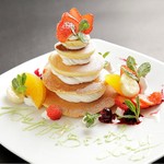 鉄板焼 蓮 - お誕生日にはパンケーキでデコレーション