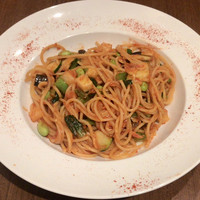 D'ORO HATSUDAI - パスタランチ（静岡県産桜海老と夏野菜のトマトソース） ¥1,080+¥320 のパスタ