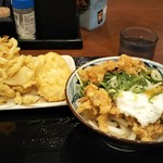 丸亀製麺 - タル鶏天うどん、野菜かき揚げ、れんこん天