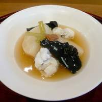 京都和久傳 - 小かぶ、黒皮茸、ハモの炊き合わせ