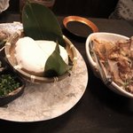 北海道蕎麦 はるや - 寄せ豆腐は薬味がたっぷり（最終日）