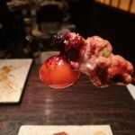 瀬尾 - 卵黄と鶏肉の串