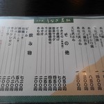 うなぎ若松 - お品書き 2018.6