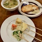 旬菜食堂 栗 - ランチビュッフェ(\1,100)　チーズと野菜のバーニャカウダスタイルなど