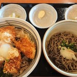 Udon Resutoran Henkotsu - 鶏天丼ランチ(冷たい蕎麦)