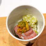 OTTO SETTE - 「森」 鹿肉のサラミ、くるみのジェノベーゼ、ふきのマヨネーズ和え