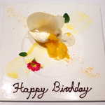 OTTO SETTE - 「爽快」 甘夏尽くしのデザートプレート、同行者がメッセージを添えてくれました(^o^)