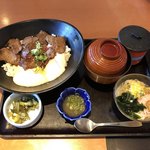 和食さと - 2018年8月5日  ねぎ塩牛タンとろろ丼御膳 1,398円