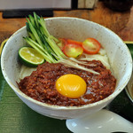 みのや - 冷やし味噌キーマきしめんｗｉｔｈ卵黄