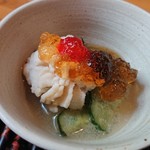 かいせき あづま路 - 夏野菜の芥子和えとハモの梅肉ジュレ。