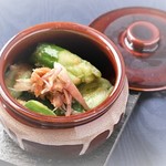 Shunsaiyakaimiyaharaten - 壺漬けたたき胡瓜の梅肉茗荷和え