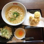 讃岐うどん 今雪 - 親子天かけうどんセット ひやひや･特製玉子かけご飯