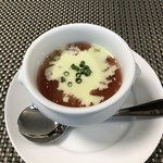 リストランテ　善 - トマトのジュレとアスパラの冷製スープ