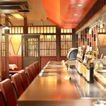 鉄板中華 伊とう - カウンターには鉄板が