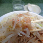 ラーメン二郎 - 卓上の醤油をかけるともやしも旨い