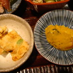 中国料理 堀内 - 枝豆と湯葉の玉子焼き＆かぼちゃサラダ
