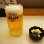 太郎坊寿し - 生ビール ＆ 付き出し