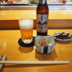 寿司 料理 まるも - ビール ＆ 付き出し