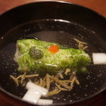 Ryourifu Ji Mi - お椀UP：抹茶鱧とじゅんさいと山芋