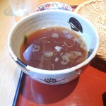 うさぎや - ネギを浮かべて蕎麦湯を楽しみます