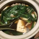 らんてい - 土鍋でニラ肉とうふ