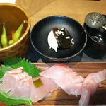 鮪 専門 銀座はなたれ - 地きん季節の酒肴　地きんめ鯛のお造り4種食べ比べ