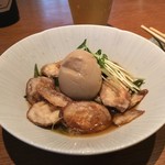 根津 釜竹 - 揚げ牛蒡の巣籠(煮玉子)