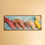 赤坂 すし 秀 - ミニ丼+握り5貫 1080円 の握り5貫