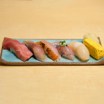 赤坂 すし 秀 - ミニ丼+握り5貫 1080円 の握り5貫