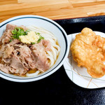 こがね製麺所 - 肉ぶっかけ冷と、とり天