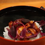 日本料理 幸庵 - 茨城県涸沼産鰻の蒲焼き御飯アップ