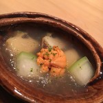 鮑の吉野煮　冬瓜　雲丹